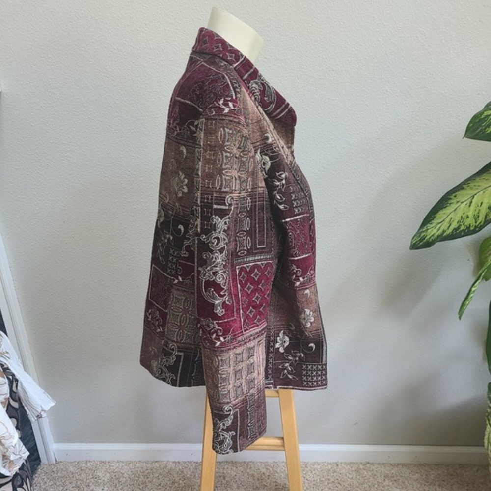 Dressbarn‎ Jacket Womens Plus 18/20 Red Floral Tapestry Long Sleeve Blazer - Picture 7 of 8